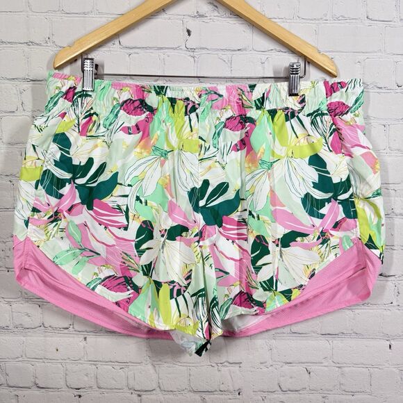 Athletic Shorts Women Plus Size XXL Multicolor Vibrant Colors Gym Run Lined Dry - Picture 1 of 10